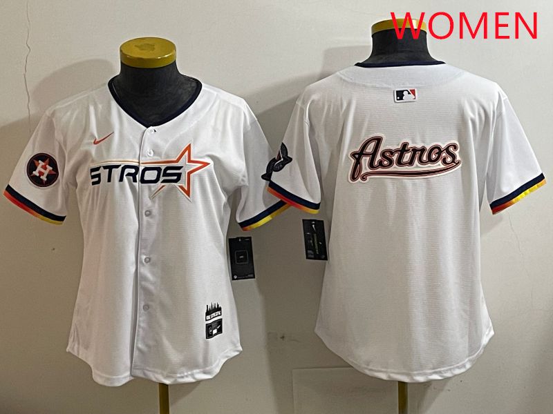 Women Houston Astros Blank White three generations Joint Name Nike 2025 MLB Jersey style 18